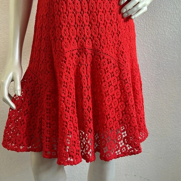 Anthropologie San & Soni Red Lace Eyelet Dress - Picture 6 of 10